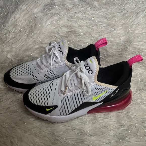 Nike Shoes - Nike Air Max 270 White Black pink and Lime Accents size 6.5 Young/ 8 Women’s